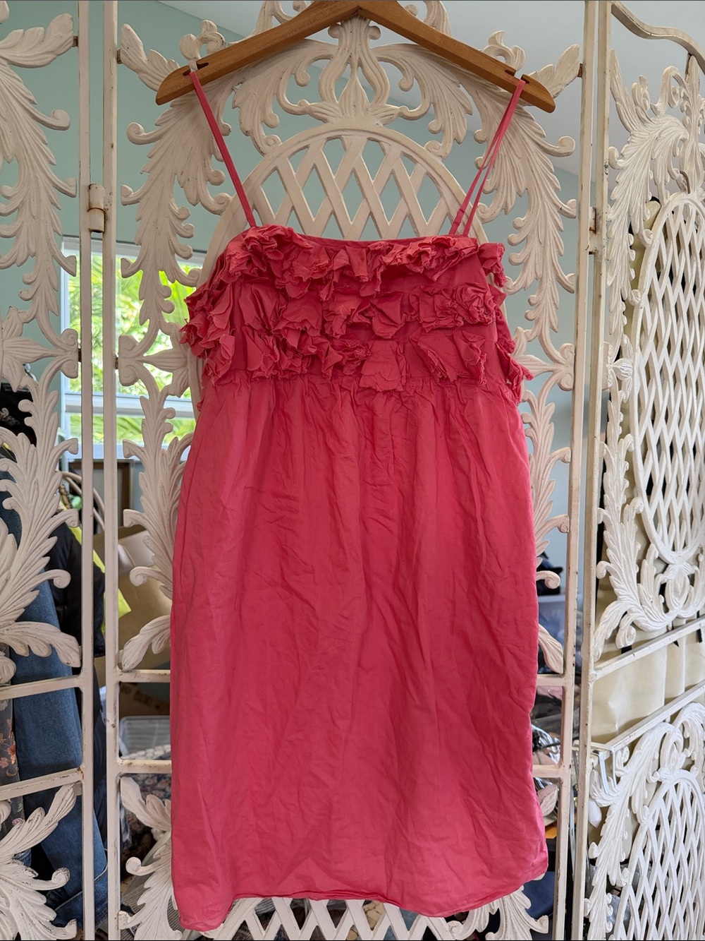 J. Crew Coral Pink Ruffle Sundress - Spaghetti Straps